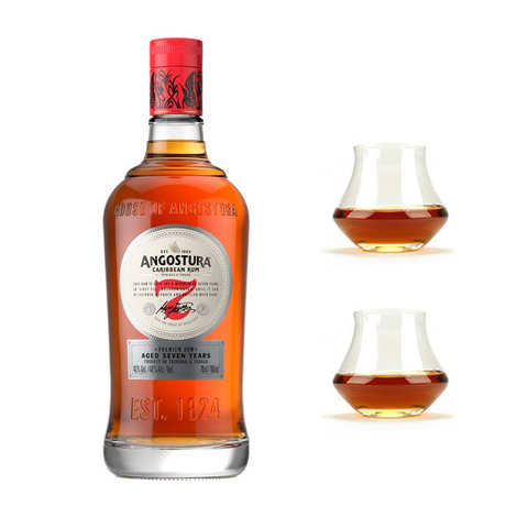 Angostura 7 YO - Rum di Trinidad &amp; Tobago 40% e 2 bicchieri