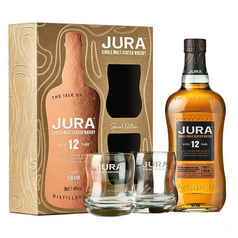 The Isle of Jura - Single Malt Whisky - 10 anni - 40% + scatola con 2 bicchieri
