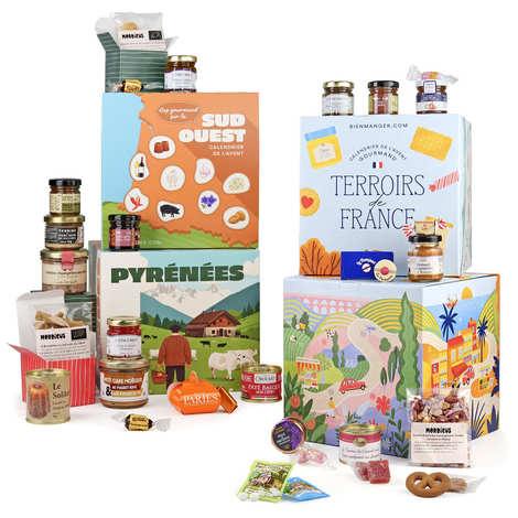 Set di 2 calendari dell'Avvento gourmet Cubo dei Terroir di Francia + Sud-Ovest