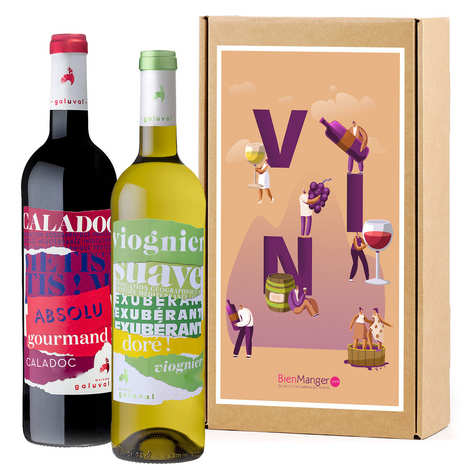 Confezione regalo di vino Galuval con 2 bottiglie (rosso e bianco)