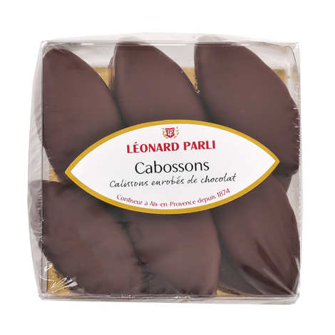 Case of 10 cabossons - Calisson d'Aix coated in dark chocolate (150g box)