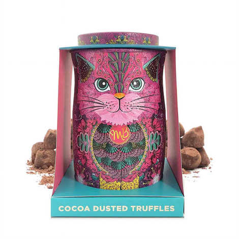Scatola a forma di gatto rosa di Monty Bojangles ripiena di tartufi al cioccolato