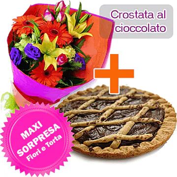 Crostata al cioccolato + fiori (composizione classica)