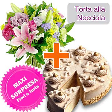 Torta di nocciole + fiori (composizione classica)