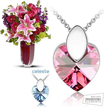 Collana con elementi Swarovski + fiori (composizione classica)
