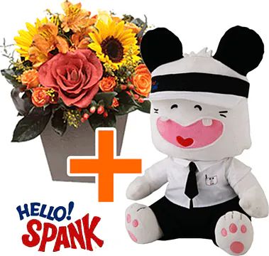 Hello Spank 30cm casual + Fiori (Composizione Classica)