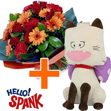 Hello Spank 30cm Kitty + Flowers (Composizione Classica)