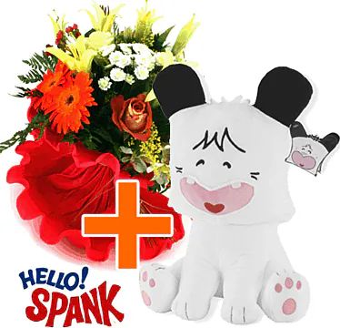 Hello Spank 30cm + Fiori (Composizione Classica)