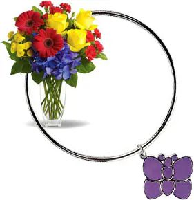 Bracciale Thun con farfalle e fiori lucidi (composizione classica)