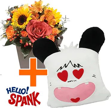 Ciao cuscino per sculacciate + fiori (composizione classica)