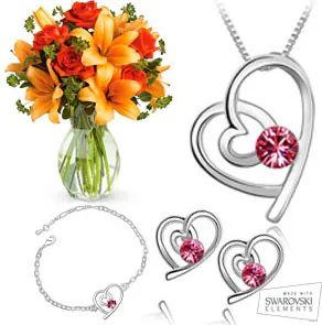 Set Swarovski Elements + Fiori (Composizione Classica)