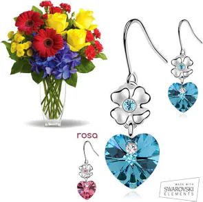 rEarrings with Swarovski Elements + Flowers (Classic Composition)