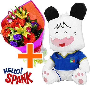 Hello Spank 30cm Italia + Fiori (Composizione Classica)