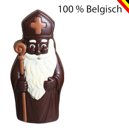Statua di San Nicola in cioccolato fondente Callebaut, alta 18 cm, con occhiali e bastone - Statuetta di lusso
